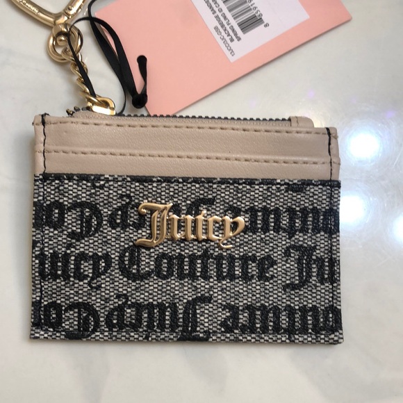 Juicy Couture Black Beige Sandstone Spring Fling ID Card Case NWT - Picture 6 of 16